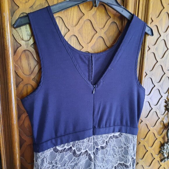 Maurices Soft Knit Sheath Dress with Lace Overlay - Navy, Size M - Picture 9 of 16